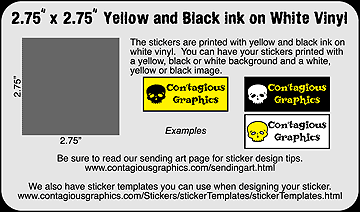 2.75" x 2.75" Black & Yellow Sticker Example