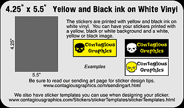 4.25" x 5.5" Black & Yellow Sticker Example