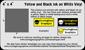 4" x 4" Black & Yellow Sticker Example