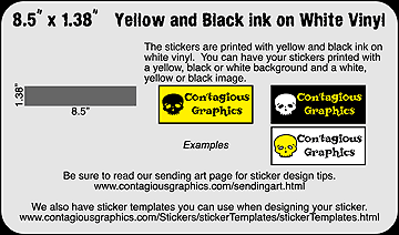 8.5" x 1.38" Black & Yellow Sticker Example