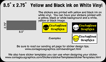 8.5" x 2.75" Black & Yellow Sticker Example