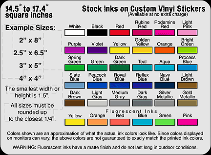 14.5 to 17.4 square inch Custom vinyl stickers