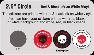 2.5" circle Black & Red vinyl stickers
