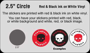 2.5" Circle Black & Red vinyl stickers