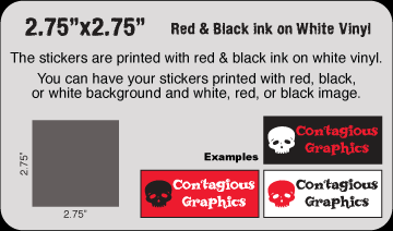 2.75" x 2.75" Black & Red vinyl stickers