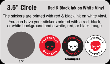 3.5" circle Black & Red vinyl stickers