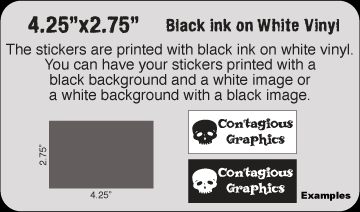 4.25" x 2.75" Black & White vinyl stickers