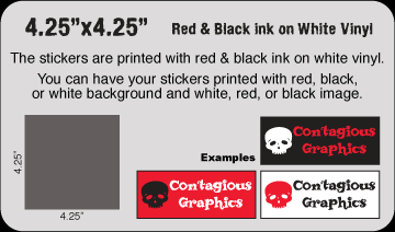 4.25" x 4.25" Black & Red vinyl stickers