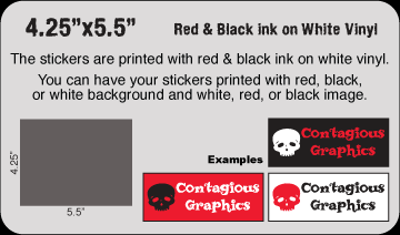 4.25" x 5.5" Black & Red vinyl stickers