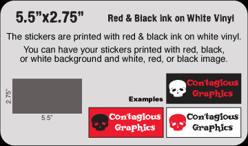 5.5" x 2.75" Black & Red vinyl stickers