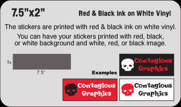 7.5" x 2" Black & Red vinyl stickers