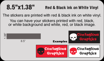 8.5" x 1.38" Black & Red vinyl stickers