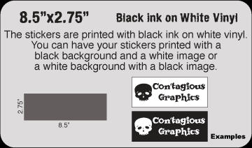 8.5" x 2.75" Black & White vinyl stickers