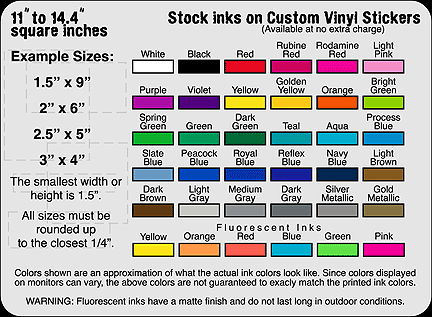 11 to 14.4 square inch Custom vinyl stickers