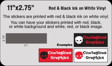 11" x 2.75" Black & Red vinyl stickers