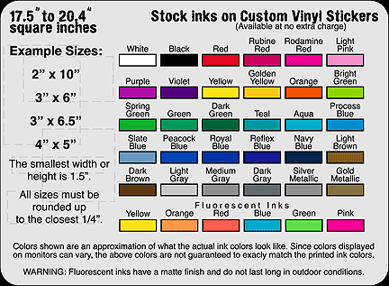 17.5 to 20.4 square inch Custom vinyl stickers