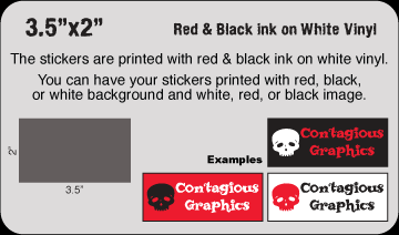 3.5" x 2" Black & Red vinyl stickers