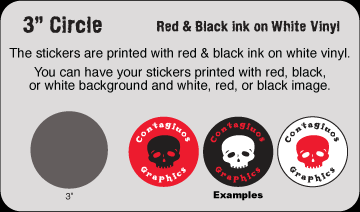 3" Circle Black & Red vinyl stickers