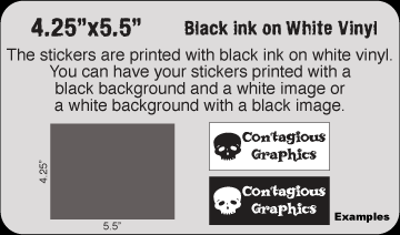 4.25" x 5.5" Black & White vinyl stickers
