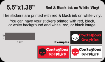 5.55" x 1.38" Black & Red vinyl stickers