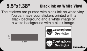 5.5" x 1.38" Black & White vinyl stickers