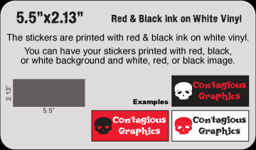 5.5" x 2.13" Black & Red vinyl stickers