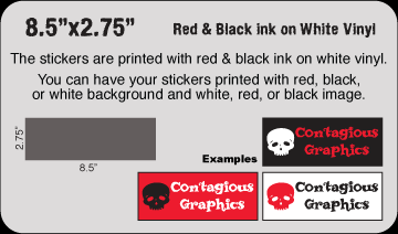 8.5" x 2.75" Black & Red vinyl stickers